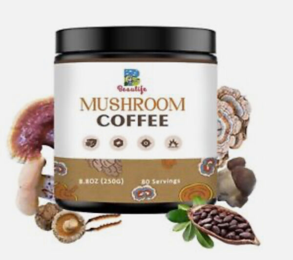 BeauLife 250g Mushroom Coffee, 8.8OZ, 80 Serving, 10 Superfood, with Arabica,10 Superfood