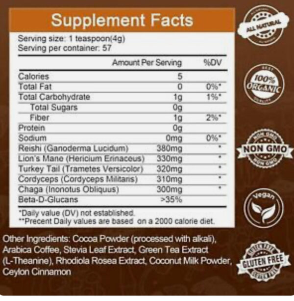 Mutsweet Mushroom Coffee Mushroom Powder Blend & Lions Mane for Energy Immune Support - Image 3