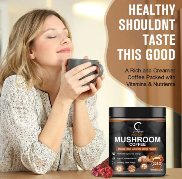 Green People Instant Organic Lions Mane Mushroom Coffee Powder 226g Brain & Memory Hericium Erinaceus - Image 5