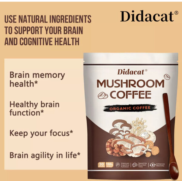 Didacat 2024 New Mushroom Coffee Organic Coffee 30 Servings in one Pack - Image 3