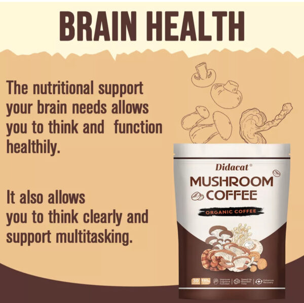 Didacat 2024 New Mushroom Coffee Organic Coffee 30 Servings in one Pack - Image 4