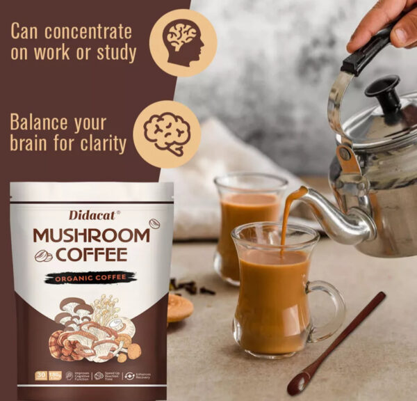 Didacat 2024 New Mushroom Coffee Organic Coffee 30 Servings in one Pack - Image 5